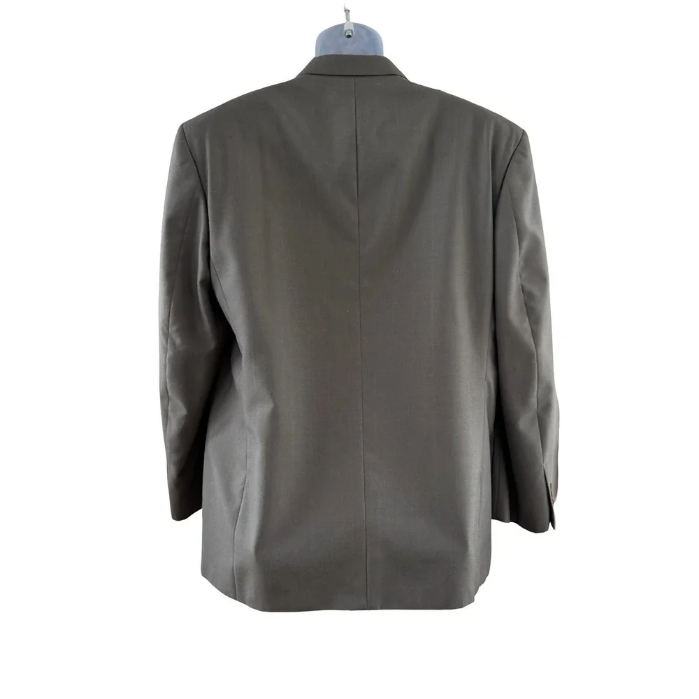 Andre‎ Vachon Suit Jacket Mens 46 Gray Pinstripe Wool Blend Double Breasted USA